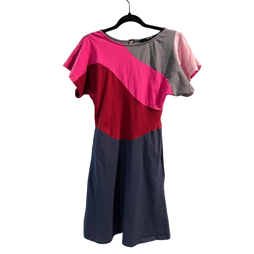 eShakti Multicolor Colorblock‎ Knit Fit and Flare Pocket Dress Size 2